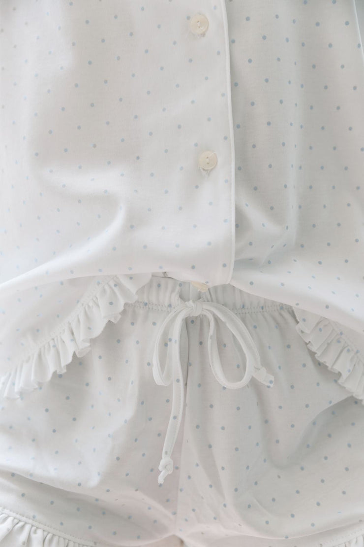 SHORT RUFFLE BLUE DOTS