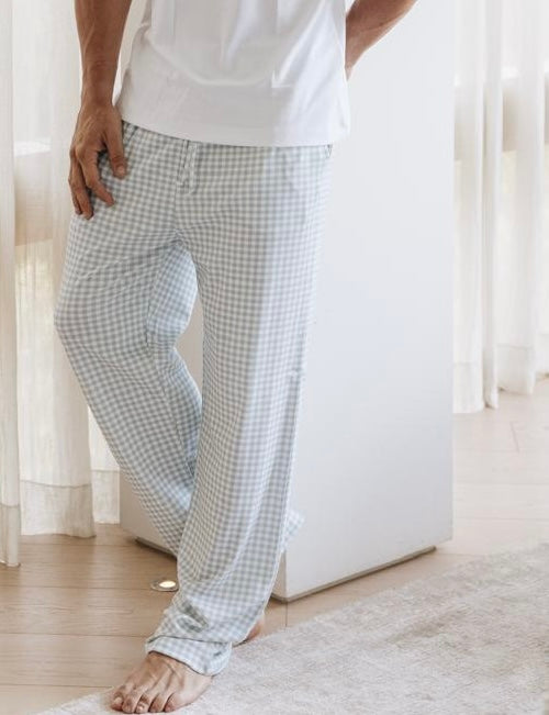 MEN PANTS SAGE PLAID