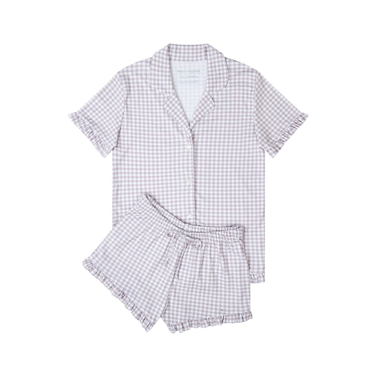 SHORT RUFFLE BERRY PLAID